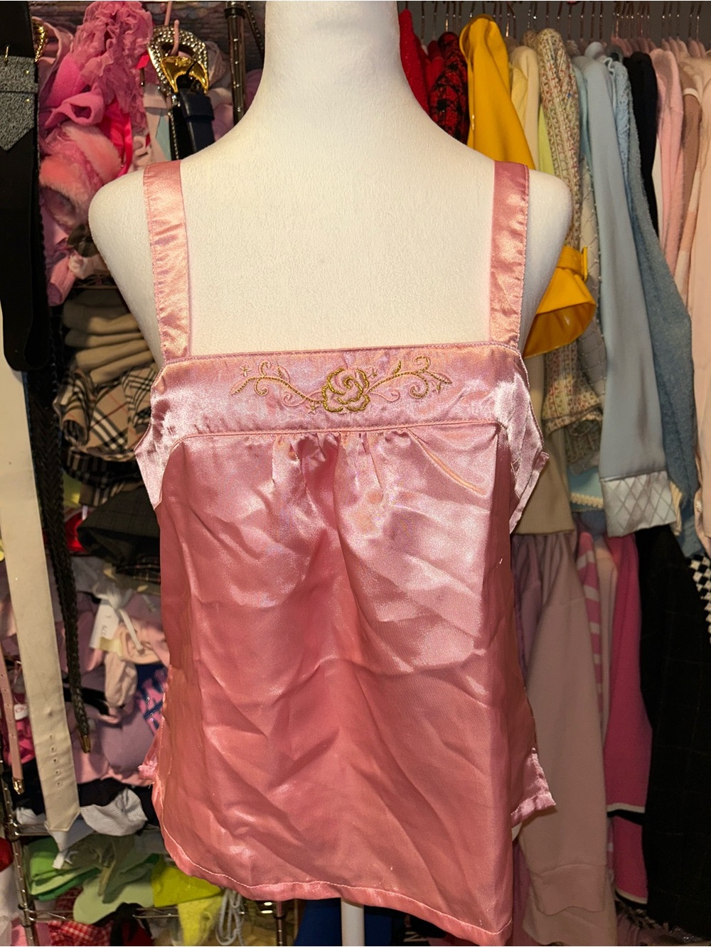 Passport Pink Satin Embroidered Camisole